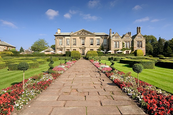 View across teh garden towards Coombe Abbey hotel