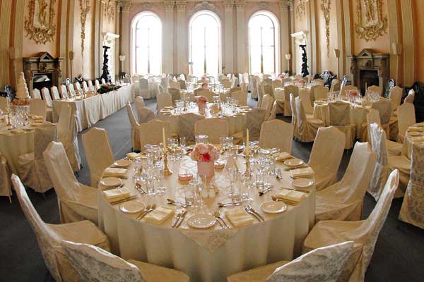 Ragley Hall decorated for a wedding reception