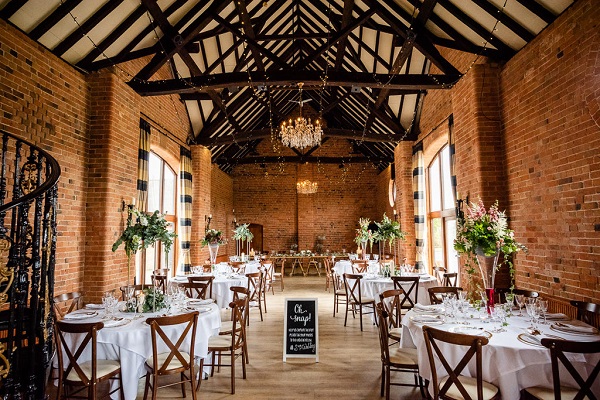 Interior of The Stratford Park Hotel and Golf Club decorated for a wedding ceremony